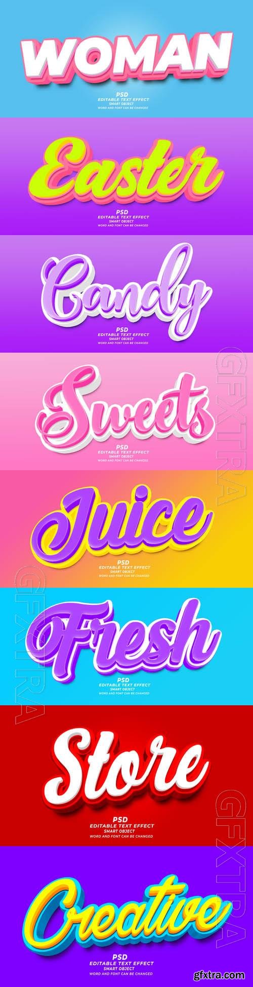 Psd style text effect editable set vol 458