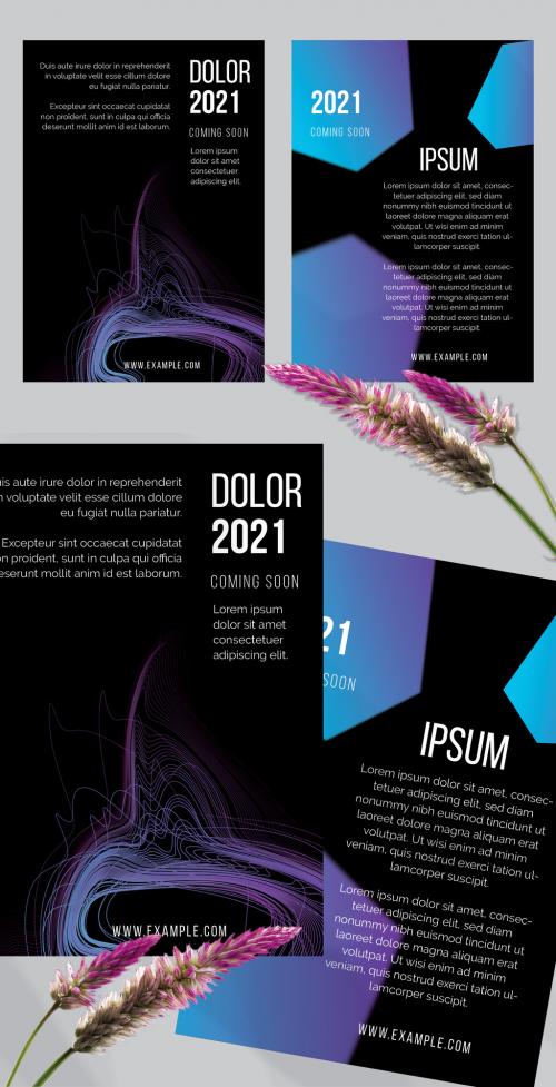 Flyer Layout with Motion Blur and Abstract Glowing Shapes 596427197