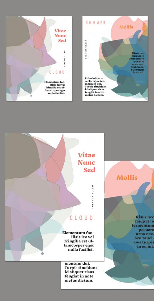 US Letter Flyer with Abstract Multicolored Transparent Floral Shape 588162287