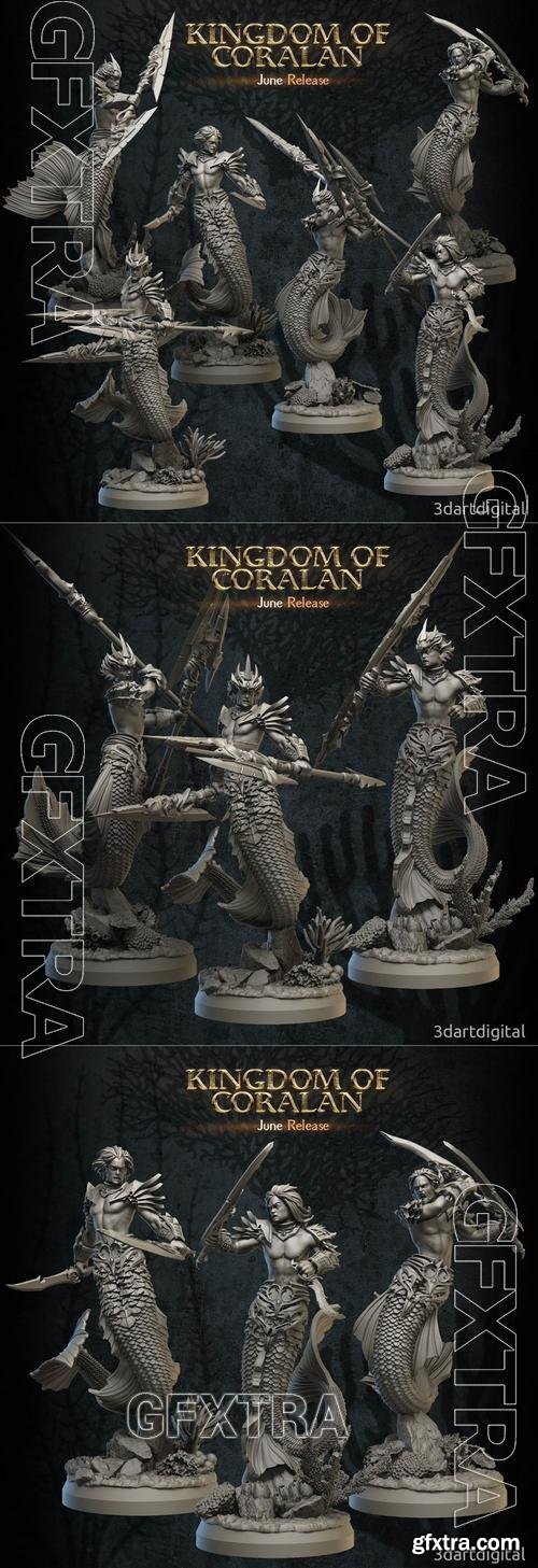 3DArtDigital - Kingdom of Coralan - Merfolk Warriors Male &ndash; 3D Print Model