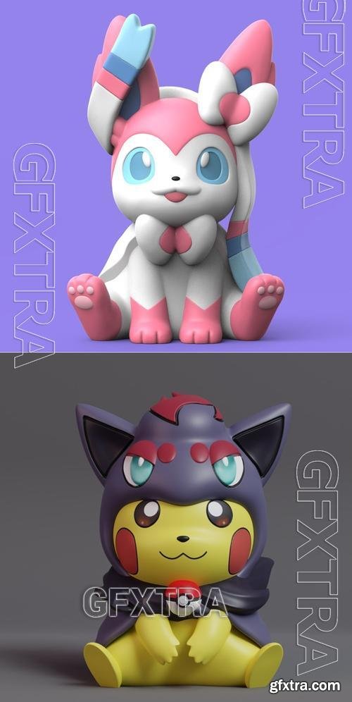 Pikachu Cosplay Zorua and Sylveon &ndash; 3D Print Model