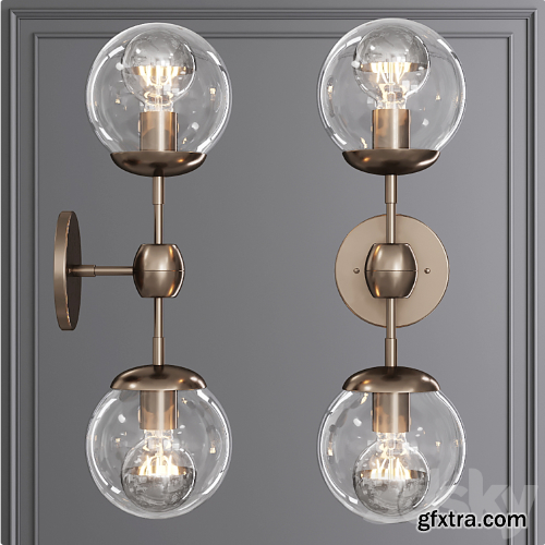 Modo Sconce 2 Globes Bronze and Clear Glass