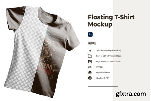 Floating T-Shirt Mockup Q7K7YEJ