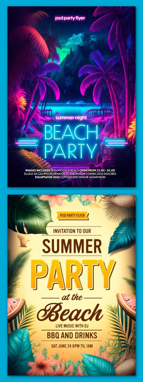 Summer beach party flyer mockups 591221453