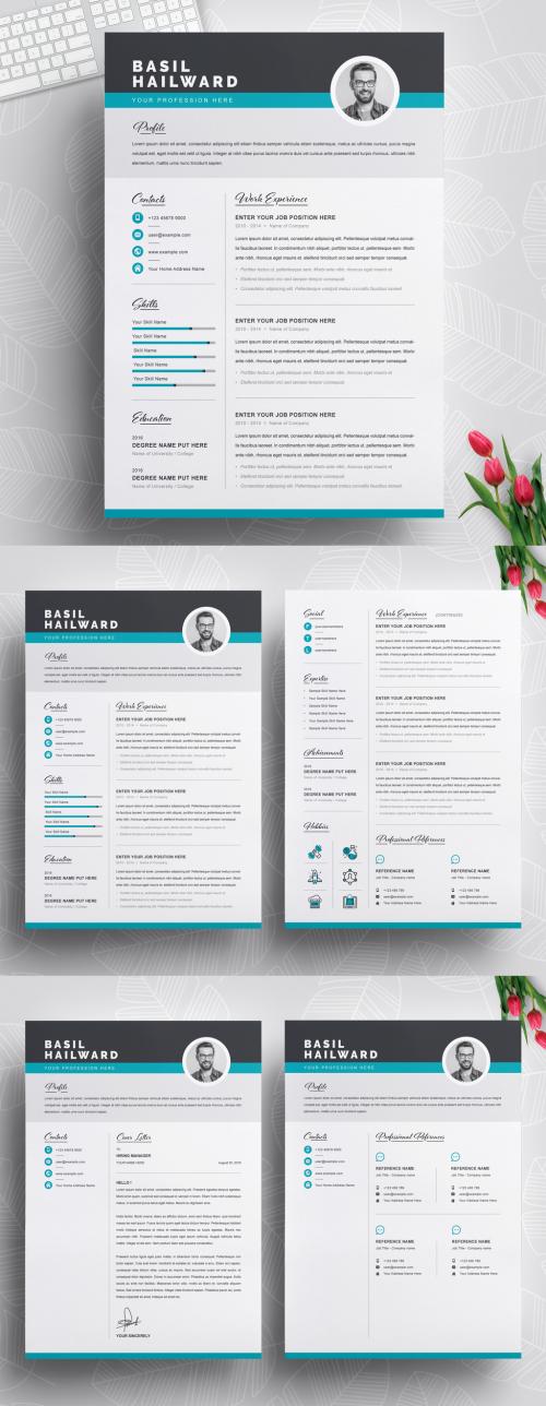 Creative Resume Layout with Teal Acccent 323761072