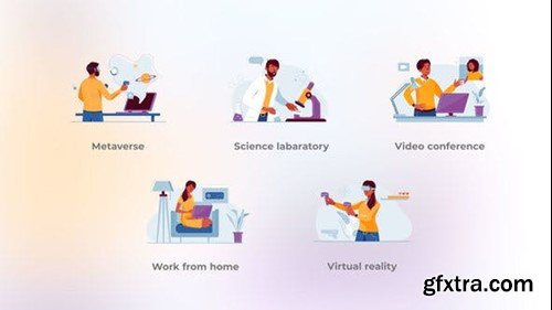 Videohive Work From Home - Blue and Yellow People Concepts 45695853