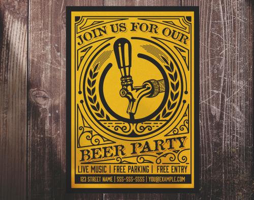 Vintage Beer Party Poster Layout 369061843