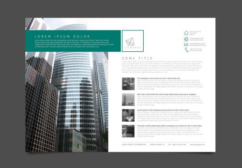 Business Flyer Layout with Green and Gray Accents 176285262