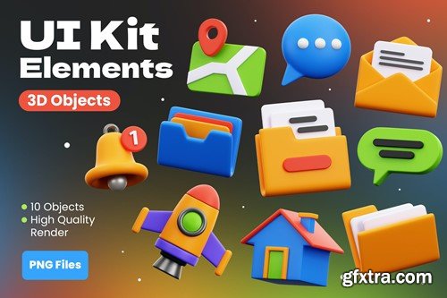 UI Kit Element v8 3D Objects LZ9SF79