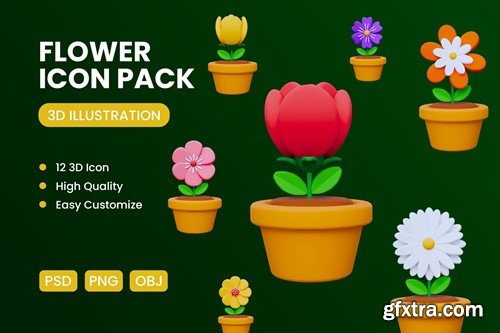 Flower 3D Icon Pack G5K68E3