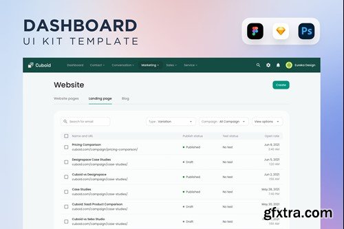 Landing Page Campaign List Dashboard UI Kit AEDATBT