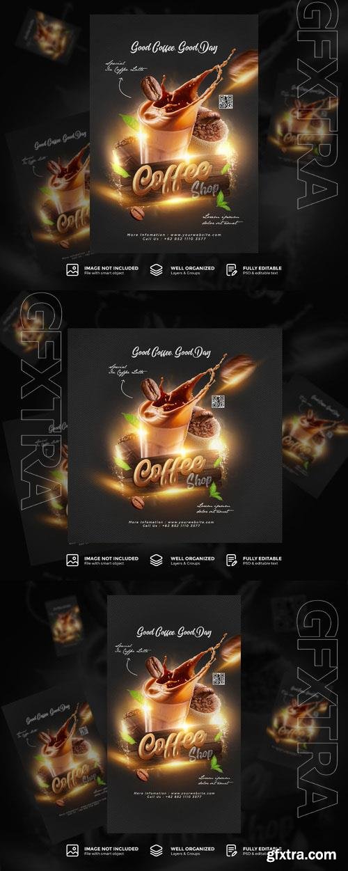 PSD coffee shop drink menu promotion social media post flyer template