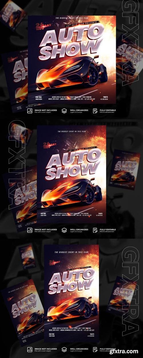 PSD car show instagram story flyer template for automotive events