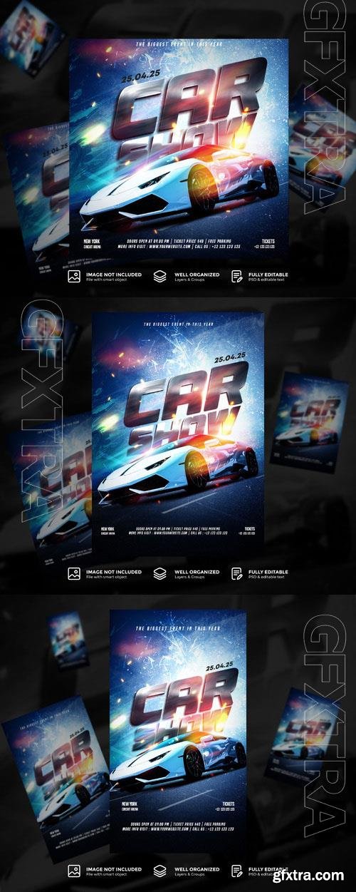 PSD automotive car show instagram story design flyer template