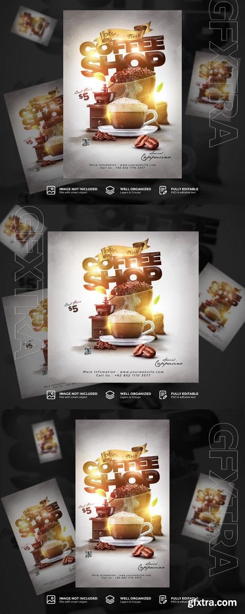 PSD coffee shop drink menu promotion banner flyer template