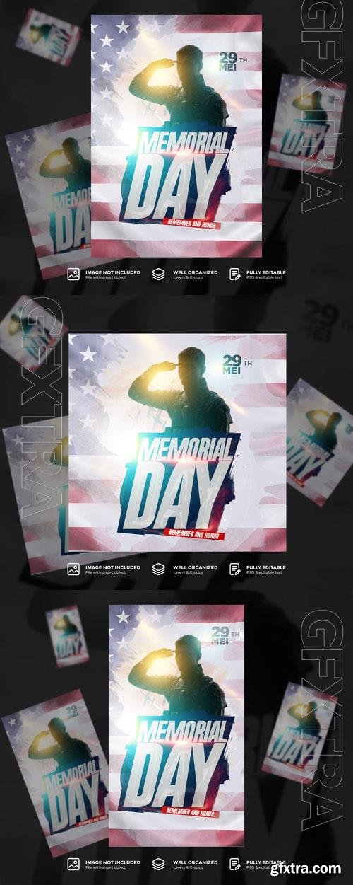 PSD memorial day social media post flyer template