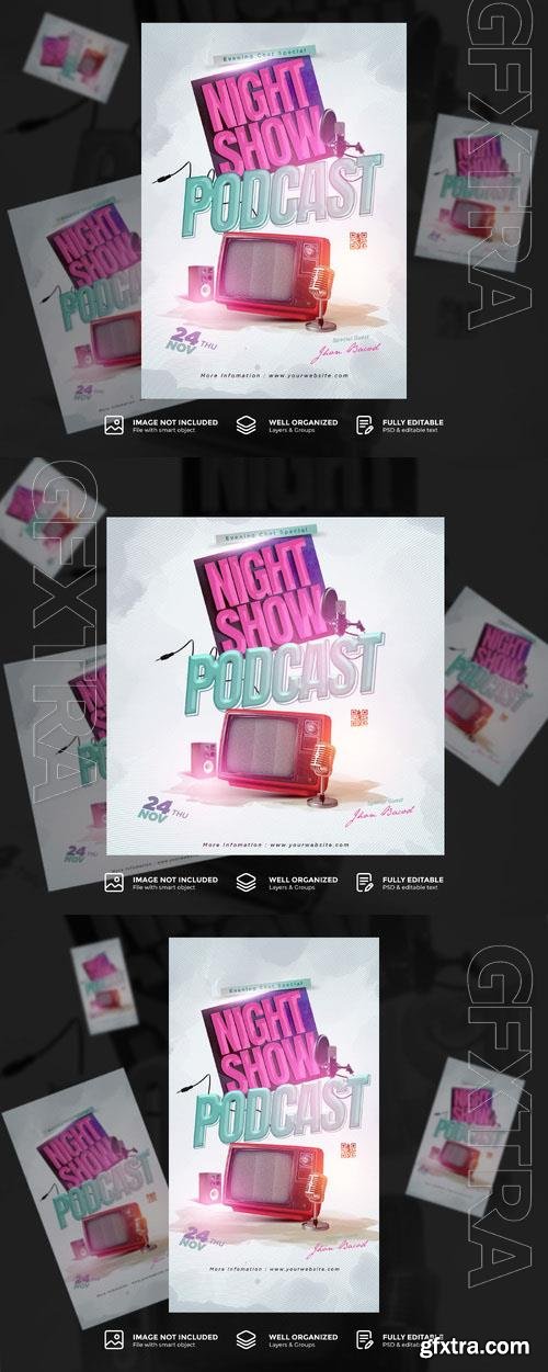 PSD podcast talkshow social media flyer template