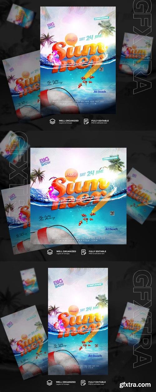 PSD social media stories hallo summer poster flyer template