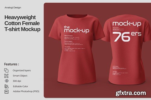 Heavyweight Cotton Female T-shirt Mockup U8C7L4J