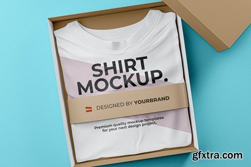 Boxed Folded T-Shirt Mockup KDFPMKX