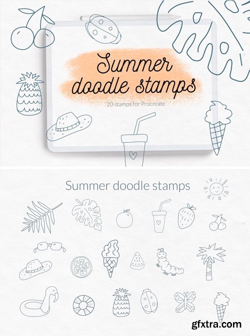 Summer Doodle Procreate Stamps 6SVWJUN