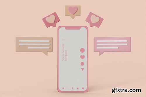 Smartphone with Social Media Theme Mockup FDFP8ZL