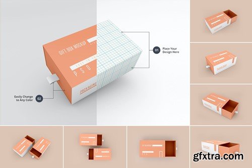 Gift Box Packaging Mockup Collection 7E2RJZW