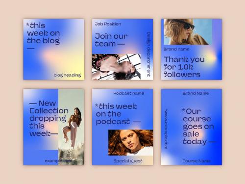 Social Media Set with Bright Blue Gradient Accents 569570238
