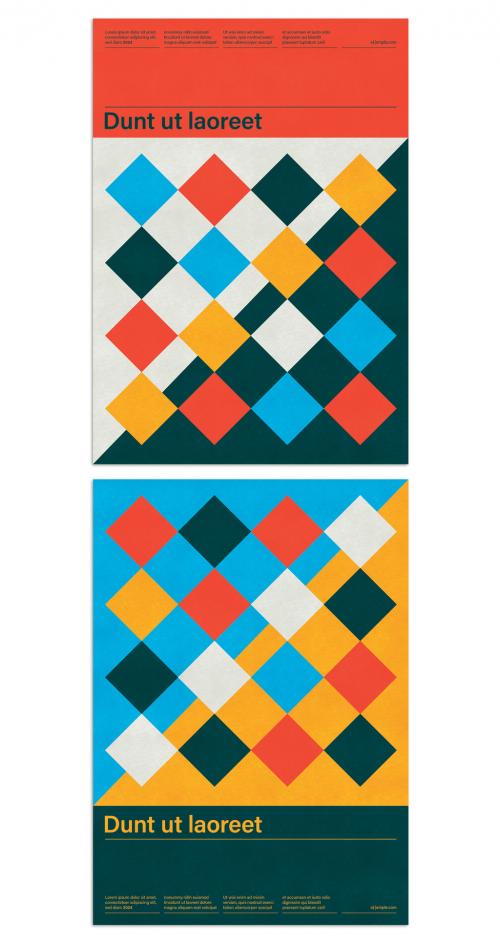 Geometric Minimal Design Poster Layout with Swiss Pattern Background 461333184