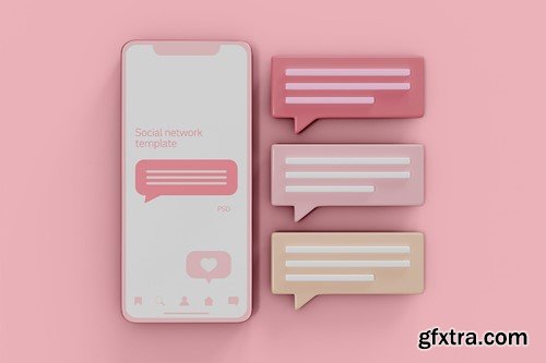 Smartphone with Social Media Theme Mockup UM9VXK2