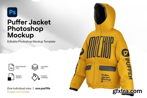 Puffer jacket mockup front view QN2P4J9