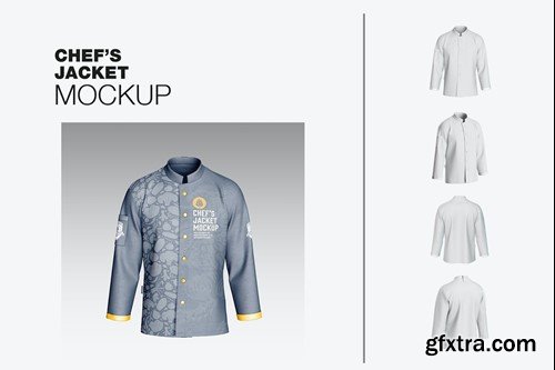 Set Men's Chef's Jacket Mockup KF64DYS