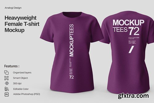 Heavyweight Female T-Shirt Mockup 2BGSYZW