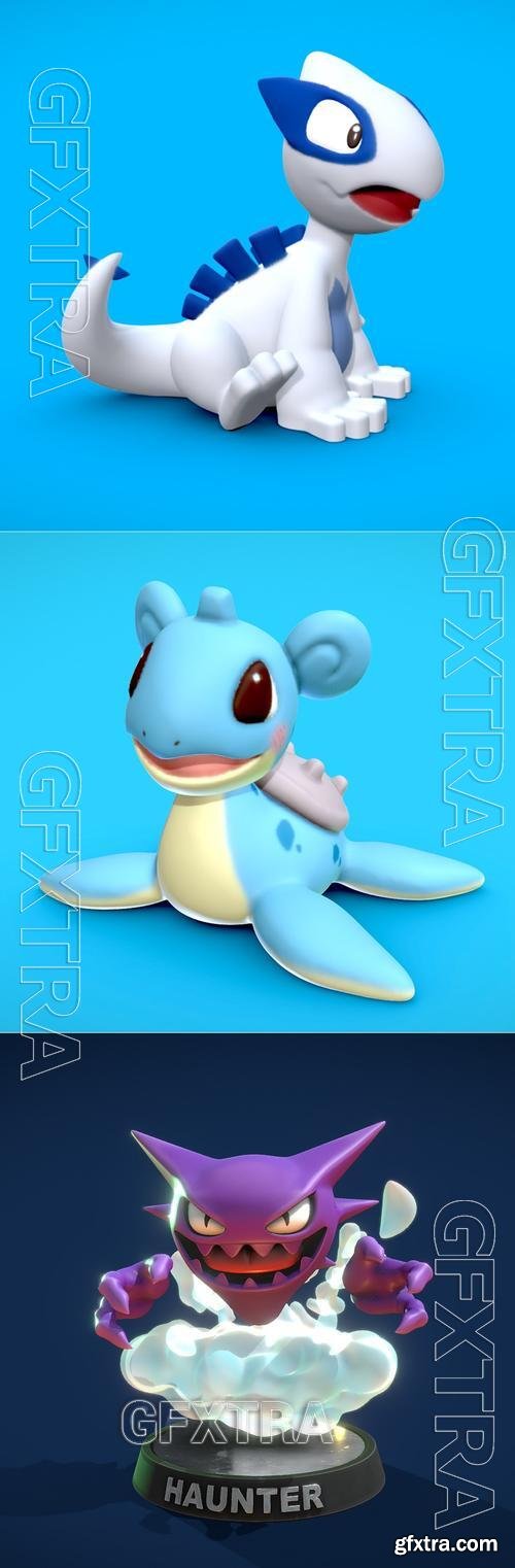 Lugia and Lapras and Haunter Pokemon &ndash; 3D Print Model