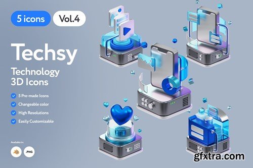 Techsy - 3D Technology Icons Vol.4 NTV9B5K