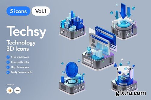 Techsy - 3D Technology Icons Vol.1 5MPWK4B