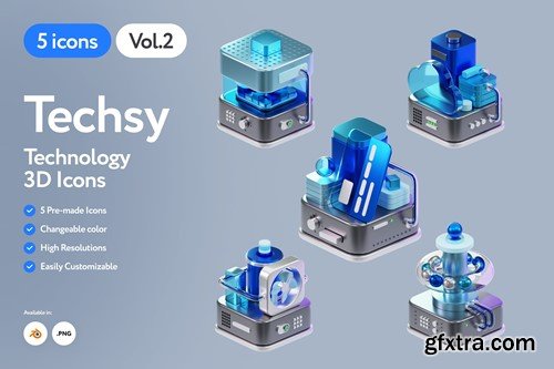 Techsy - 3D Technology Icons Vol.2 8EDWE3Y