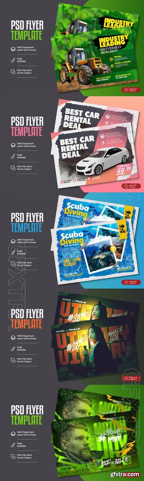 Psd flyer template design set