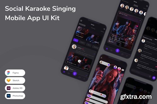 Social Karaoke Singing Mobile App UI Kit ZT6FJWT