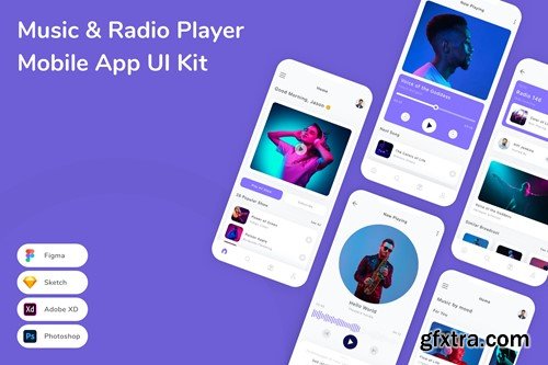 Music & Radio Player Mobile App UI Kit RG5JPQD