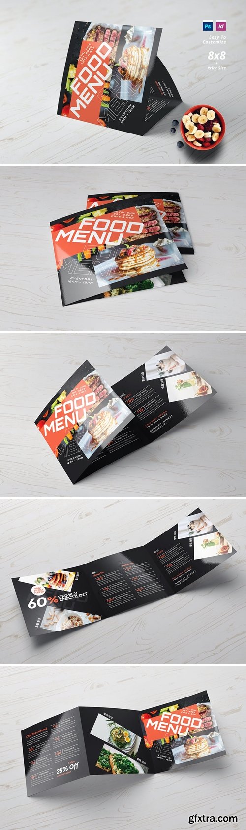 Square Trifold Food Menu ANHMZL6