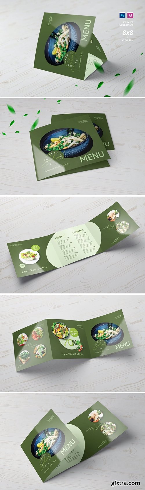 Square Trifold Salad Food Menu B8Q5SXC