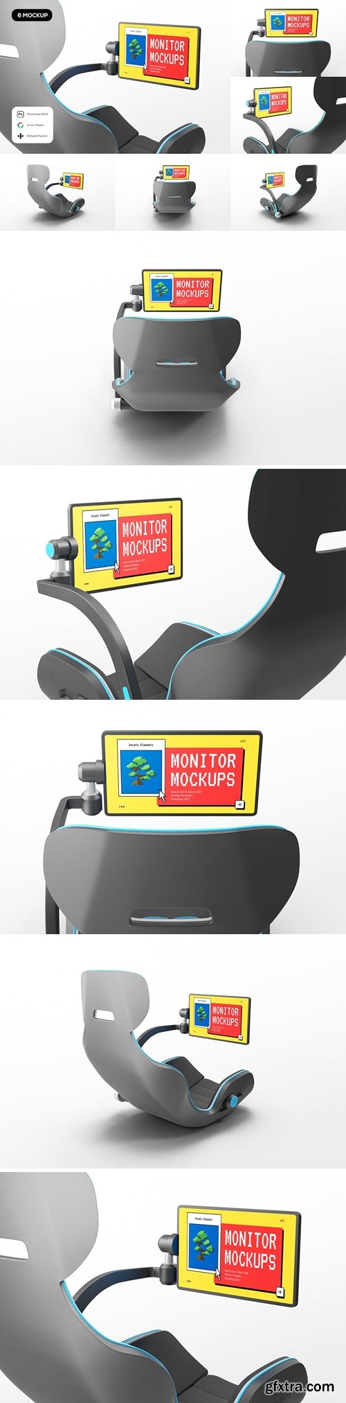 Monitor Screen on Chair Mockup NU2V8K7
