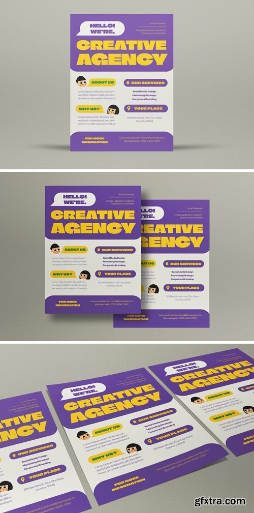 Purple Flat Design Creative Digital Agency Flyer 3LVYHX9