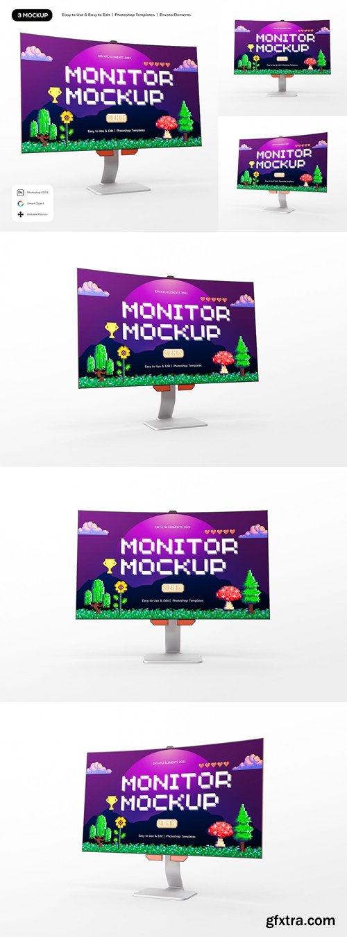 Curved HD PC Monitor Mockup ALT9JQK