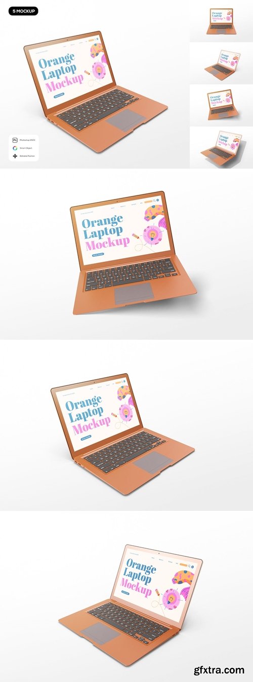 Orange Laptop Mockup M2FZHAM