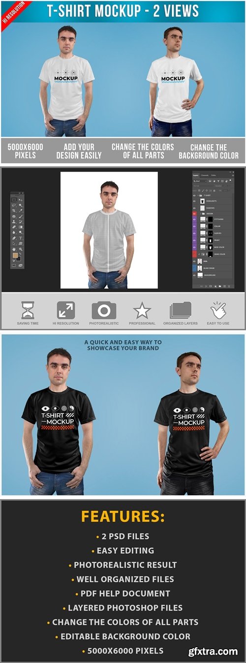 Man in a T-Shirt Mockup Template 7VP2DG4