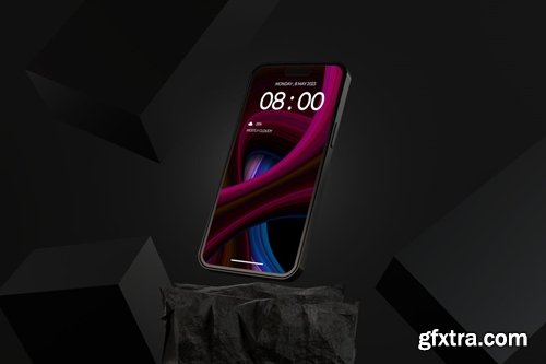 iPhone Podium Dark Background Mockup KGW9T2P