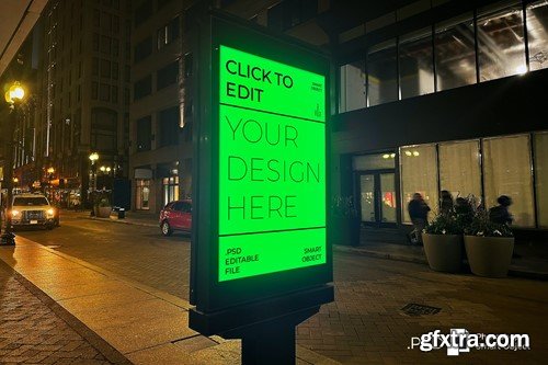 Street Billboard Night Mockup 27GU6A3