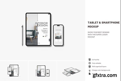 Tablet & Smartphone Mockup K6B5E3V